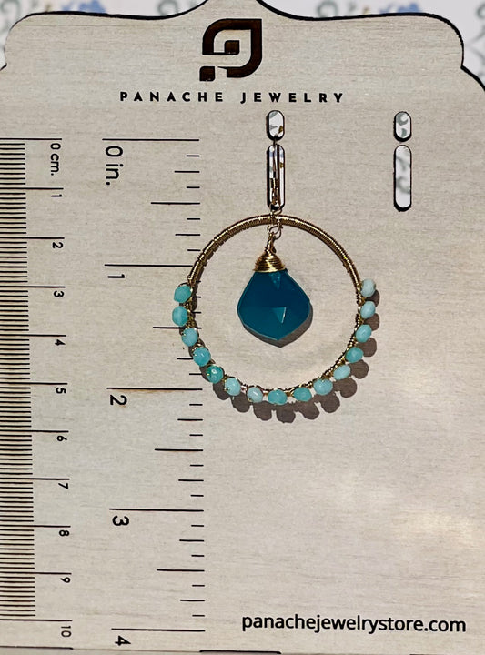 chalcedony amazonite Chandelier medium Semiprecious labradorite Gold Filled Gold gemstone Earrings Blue