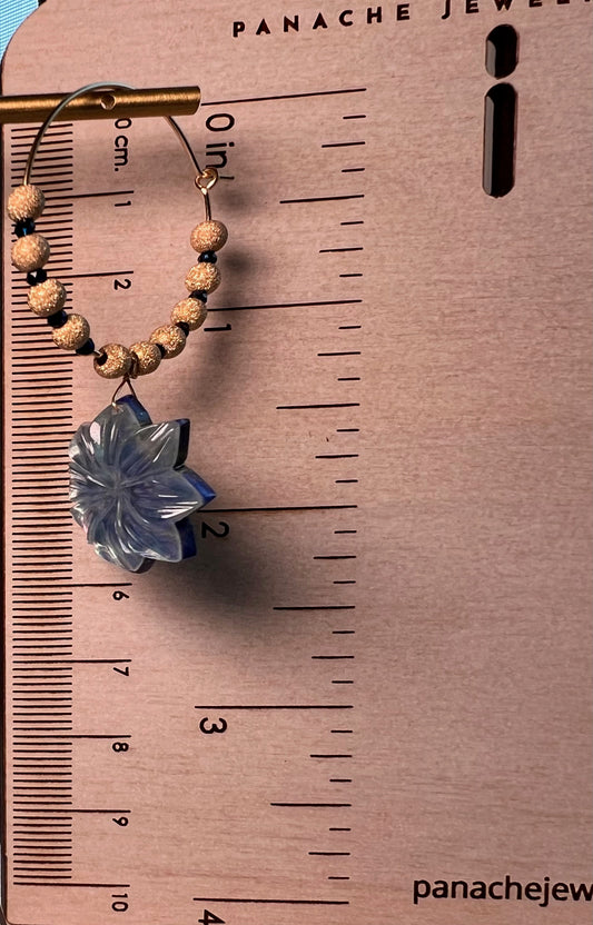 Blue spinel lapis lazuli long Semiprecious Gold Filled Gold gemstone Earrings