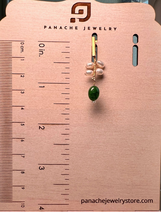 drop Pearl emerald Green Semiprecious medium Gold Filled Gold gemstone Earrings