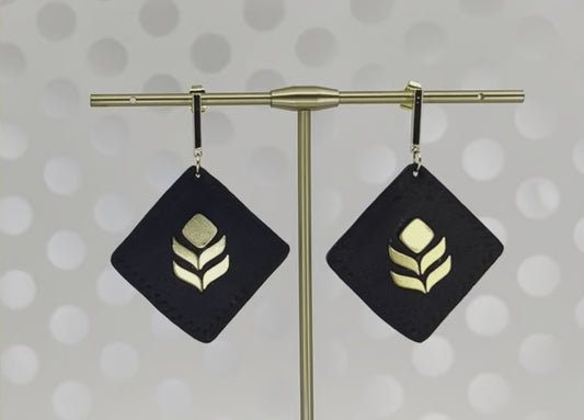 Brass Gold Filled White medium lightweight Gold Earrings clay Blue Black