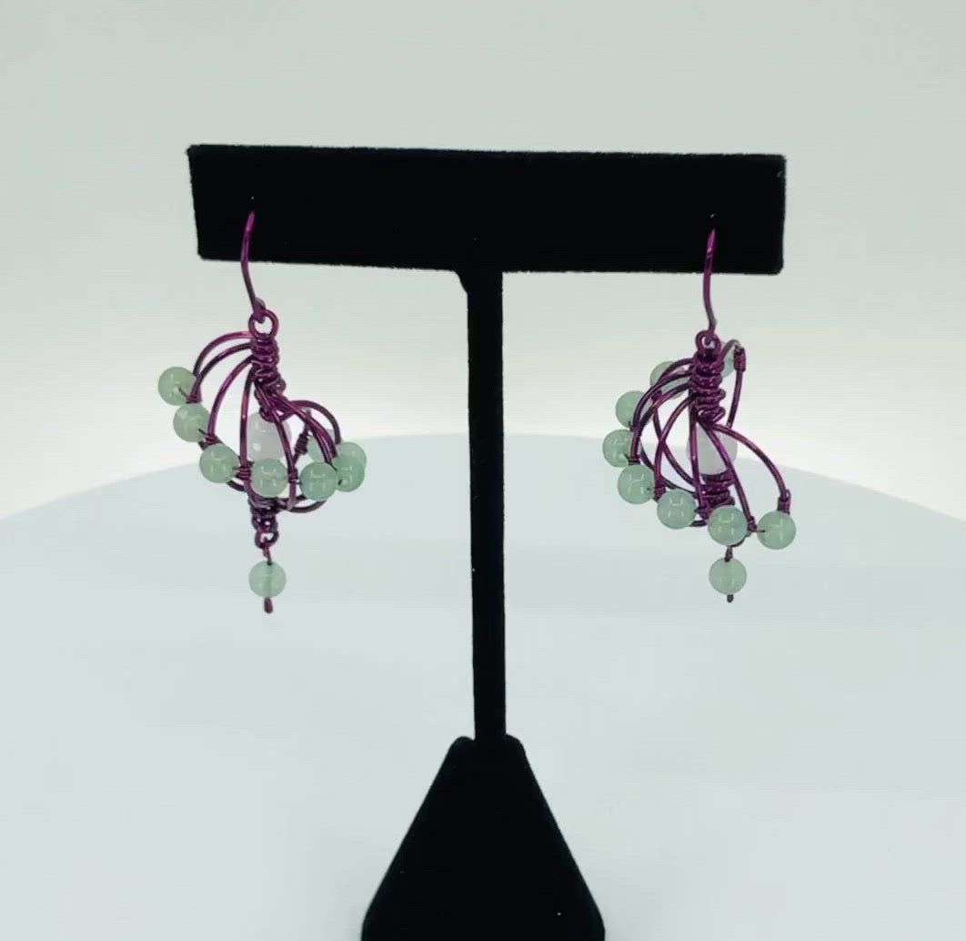 conch  trendy  unique  modern  fashion  Earrings  aventurine  Green  Purple