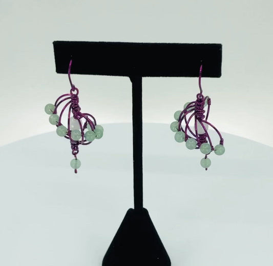 conch trendy unique modern fashion Earrings aventurine Green Purple