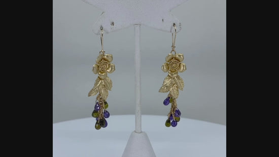 modern  fashion  trendy  cubic zirconium  Earrings  olive  Green  Purple  Gold