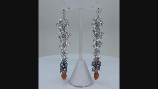 fashion modern trendy moonstone peach peacock pearl black pearl Pearl Silver