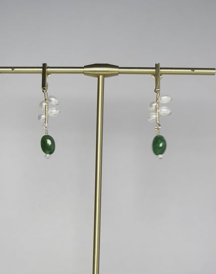 drop  Pearl  emerald  Green  Semiprecious  medium  Gold Filled  Gold  gemstone  Earrings