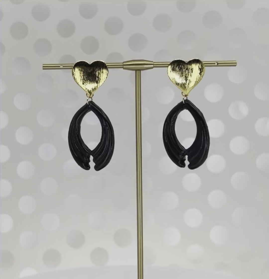 plated  medium  lightweight  Gold  Earrings  clay  Black