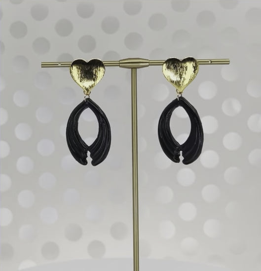 plated  medium  lightweight  Gold  Earrings  clay  Black