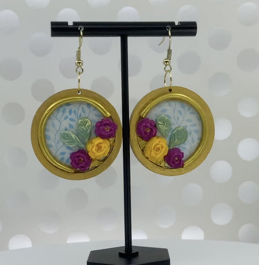 long yellow wood White lightweight Green Gold fuschia Earrings clay Chandelier Blue